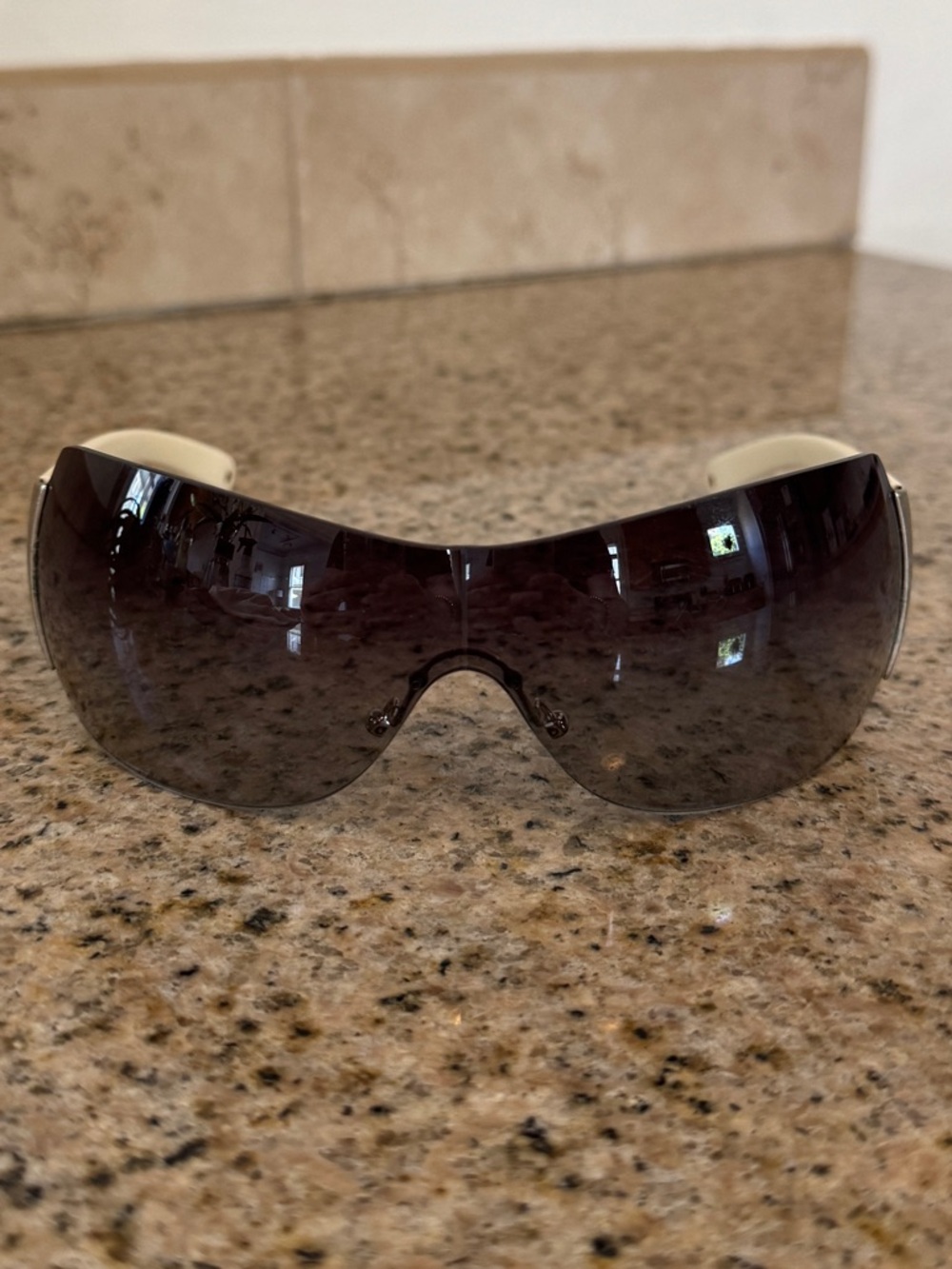 Vintage Rare Authentic Prada Sunglasses Brown Gradient SPR041 Shield Style - Picture 2 of 13